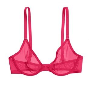CUUP The Plunge Underwire Mesh Bra in Hot Pink Size 40D